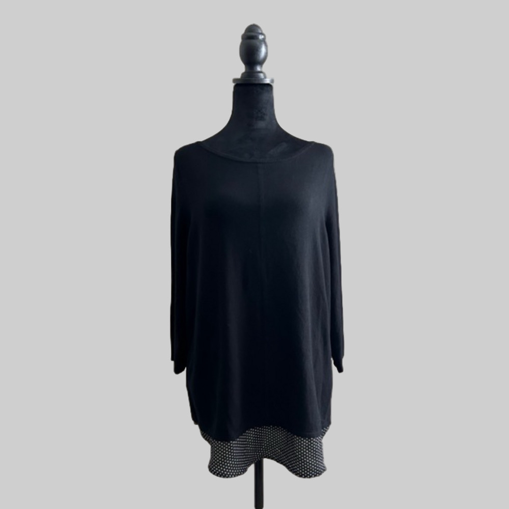The Limited Mixed Media Knit Top Black White M